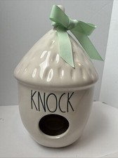 Rae Dunn Artisan Collection  White Ceramic Circular “Knock" Birdhouse Feeder NWT