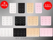 Lot of 3 Women's Soft Bra Extender Extension Straps 2/3/4 Hooks Adjustable USA