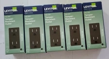 PACK OF 5 Leviton 15A BROWN Tamper Resistant 5-15R Duplex Outlet T5325 R50 125v