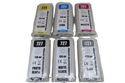 6 Compatible 130ml 727 ink cartridge for HP Designjet T920,930,1530,2500