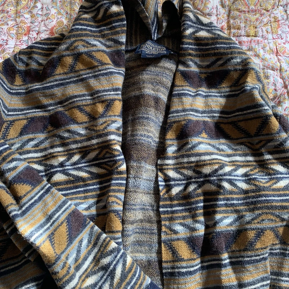 Свитер шерстяной мериносовый Pendleton кардиган с открытой передней частью размер S западный геометрический осень - Изображение 4 из 4