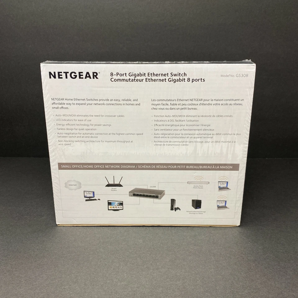 NETGEAR Soho Switch Series 8-Port Gigabit Home Ethernet GS308 LED New Sealed - Image 2 of 4