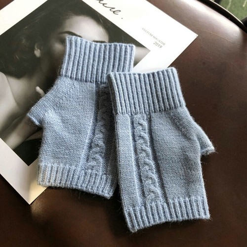 Handschuhe Strick Damen Halbfinger Fingerlos Warm Fäustlinge Handschuh Winter Elasti - Bild 10 von 22
