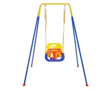 FUNLIO 3-in-1 Toddler Swing Set with 4 Sandbags, Indoor/Outdoor Baby Swing wi...