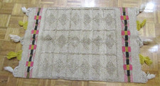 VINTAGE HANDWOVEN MEXICAN NATIVE AMERICAN RUG/WALL HANGING BEIGE PINK 45x30