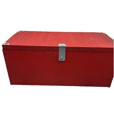 Red Wood Box With Rope Handles And Chain Catch 18 x8 x8  {B7}