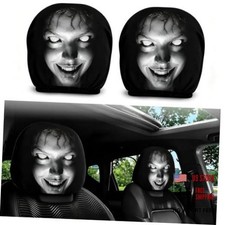 2PCS Headrest Covers, Scary Face Printing Auto Seat Universal Ghost Face