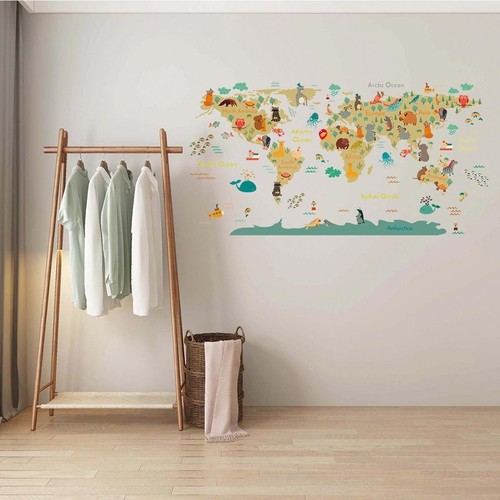 Abnehmbarer Wandsticker Kinderzimmer Weltkarte Vinyl Aufkleber Educational - Bild 2 von 7