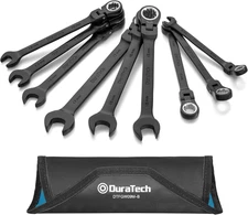 9-Piece Flex-Head Ratcheting Wrench Set, Combination Wrench Set, 72 Tooth, Metri