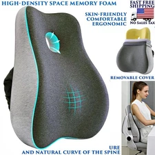 LUMBAR SUPPORT PILLOW MEMORY FOAM CUSHION FOR OFFICE CHAIR CAR SEAT PAIN RELIEF
