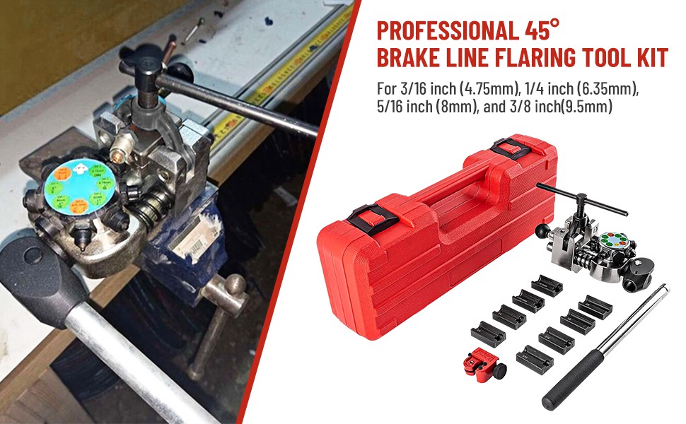 Brake Line and Tubing Flaring Tool 45 Degree Set - Single, Bubble, Double Flares