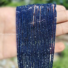 Blue Sapphire Faceted Rondelle Beads . Blue Sapphire Hydro Beads Beaded Necklace