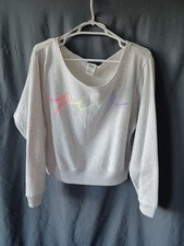 Victoria's Secret PINK Rainbow Cursive Pink Logo Sweatshirt Size Large