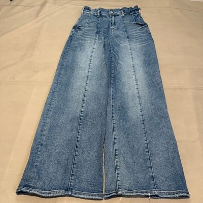 Vervet High Rise Wide Baggy Flare Seam Front Jean Medium Wash Denim Y2K-28x30-