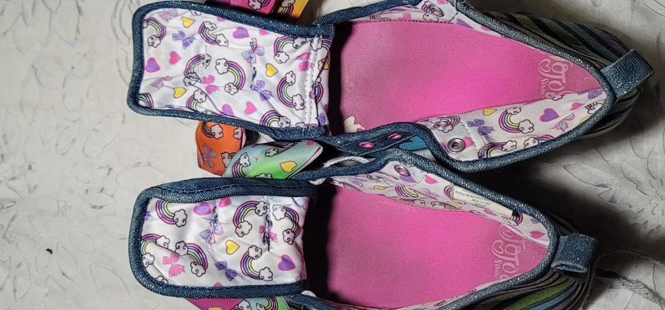 Zapatillas JoJo Siwa Niñas Talla 1 – Azul Brillo Lona Con Cordones Lazo Tema Foto 3 de 4