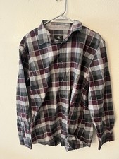 Calvin Klein Shirt Reg Fit Large Maroon Gray Plaid Button. Shirt Men  s