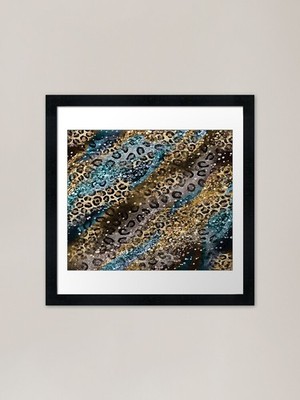 TEAL LEOPARD Gerahmter Kunstdruck Gerahmtes Wandbild Poster Leinwanddruck Bild