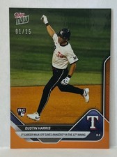 2025 Topps Now #662 Dustin Harris RC Texas Rangers ORANGE Parallel 01/25