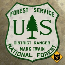 Mark Twain National Forest Service district ranger Missouri USFS sign 10x12