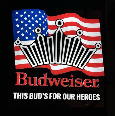Budweiser American Flag Patriotic LED Opti Neon Logo Beer Sign 25x23  BNIB!