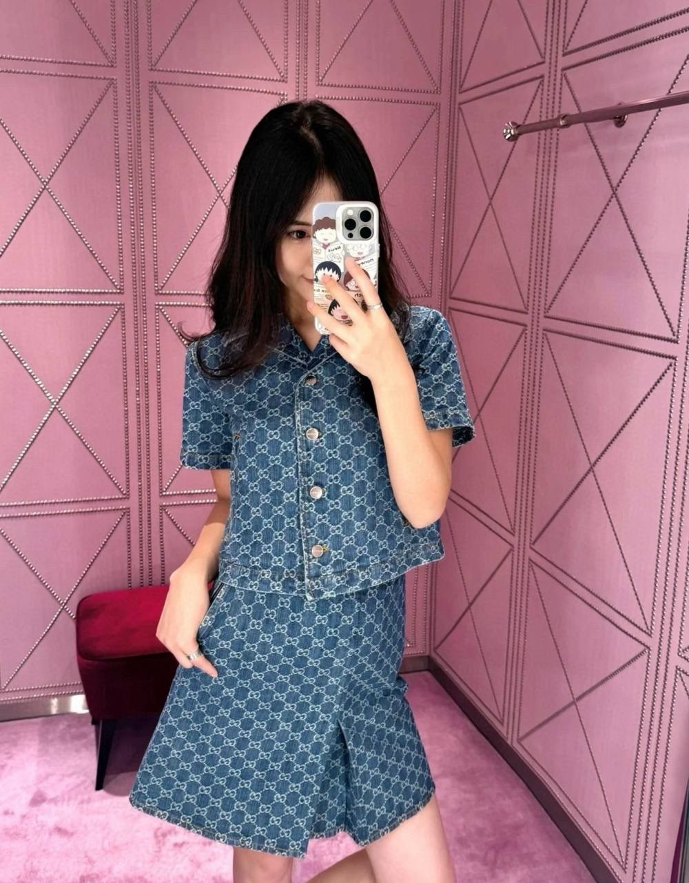 DDP 2,6k Gorgeous Authentic Gucci GG Monogram Jacquard Denim Top Shirt Size 40 image 5