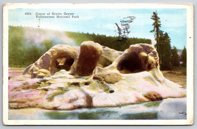 #ad #ad Crater of Grotto Geyser Yellowstone National Park WY WB Postcard XD9 $1.95