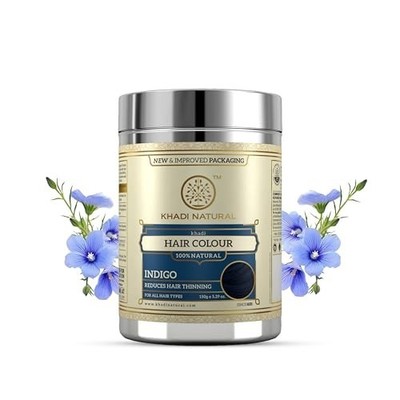 Khadi Natural Indigo Hair Color Powder 150g Herbal Dye Grey Coverage