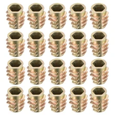 Zinc Alloy Nut Thread Insert Hex-Flush M6 Internal Threads 13mm 20pcs