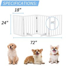 White Wood Freestanding Pet Gate, 72   24  , No  Drill, Foldable, for Dogs  Cats