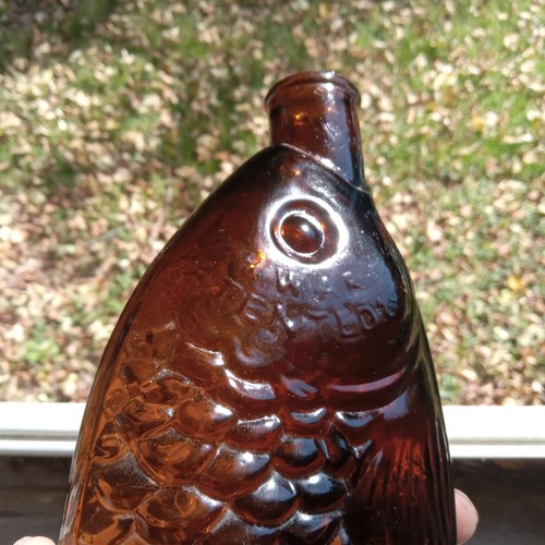 THE FISH BITTERS W.H.WARE PAT.1866 ORIGINAL HAND BLOWN 1860s FIGURAL FISH BOTTLE - Picture 5 of 18