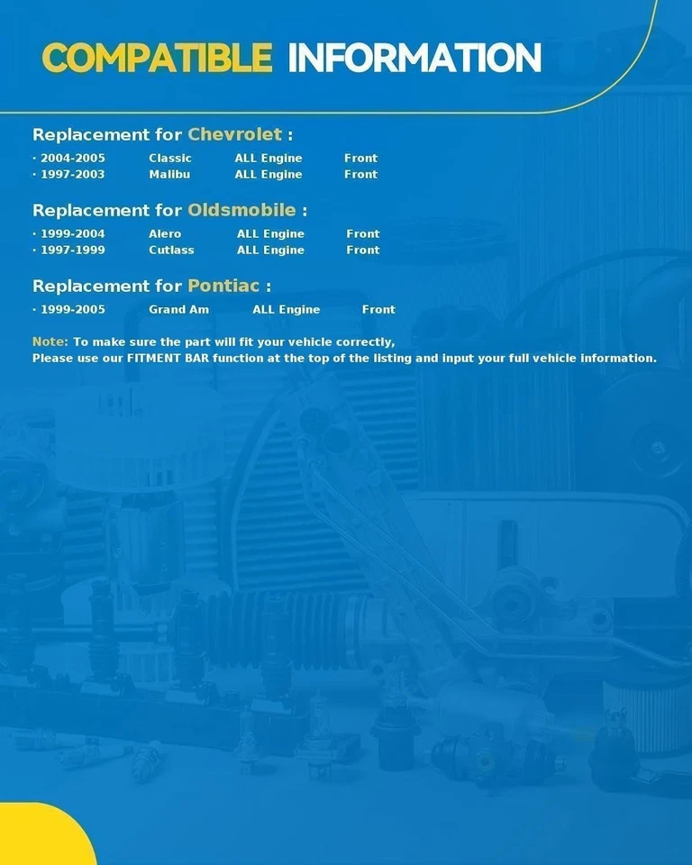 Conjunto de puntal completo delantero con resorte helicoidal para 97-03 Malibu 99-05 Grand Am Ale Foto 2 de 4