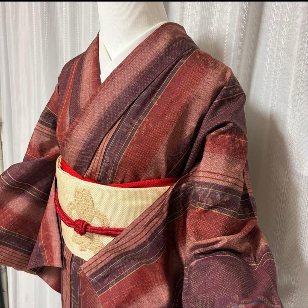 Pure Silk Pongee Small Pattern Full Set Kimono ob… - image 6