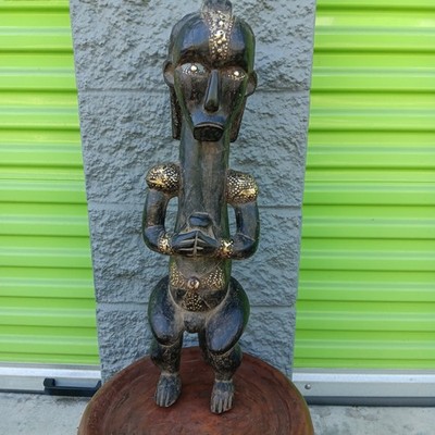  Fang Beri Reliquary Authentic  Cultural  Statue Fang Manbeya from Gabon 24x8x8