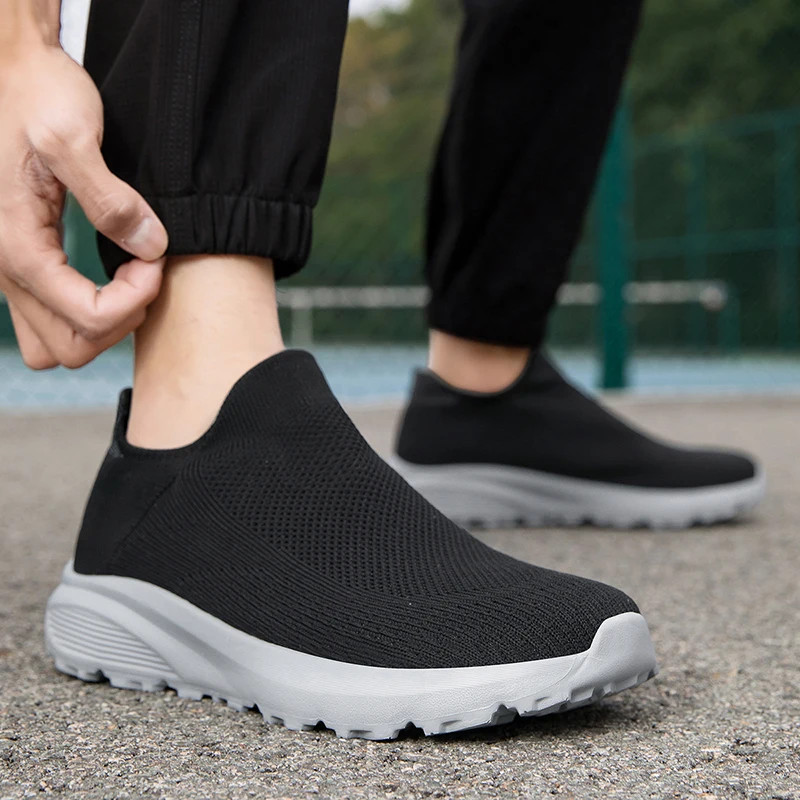 Scarpe da passeggio outdoor uomo estive sportive moda mocassini piedi larghi calze sneakers foto 4