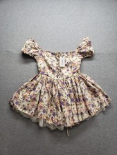 Cider Women Mini Dress XS Multicolor Floral Back Zip Ruffle Built In Short Party