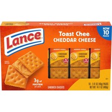 Lance Sandwich Crackers, ToastChee Cheddar, 10 1.41 Ounce Pack of 10 