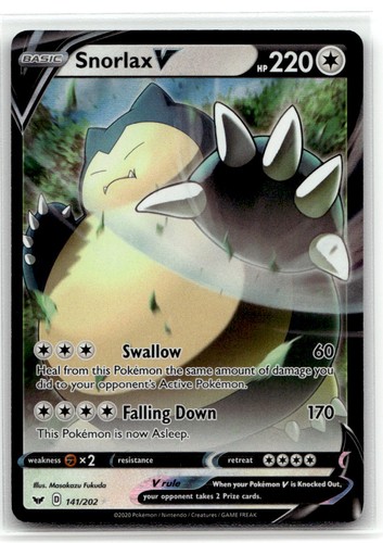 Snorlax V #141/202 (Holo) (NM) SWSH01: Sword & Shield Base Set SWSH01 Pokemon