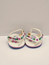 Build A Bear Workshop White Pink Roses Flip Flops Sandals