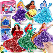 8PCS Poke Art Kits - Magical Princesses, Mess-Free Fabric Creative Art, DIY A...