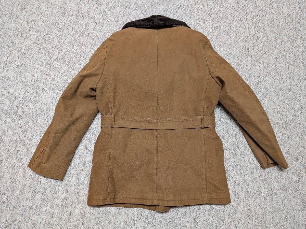 vintage 1970s chamois BELTED mock mouton 40 brown coat SHERLOCK