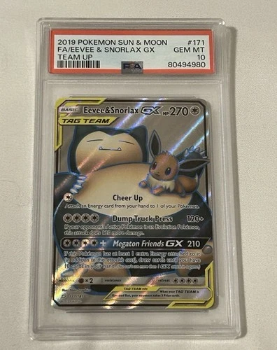 Eevee & Snorlax GX 171/181 Team Up Full Art Holo PSA 10 🔥🔥