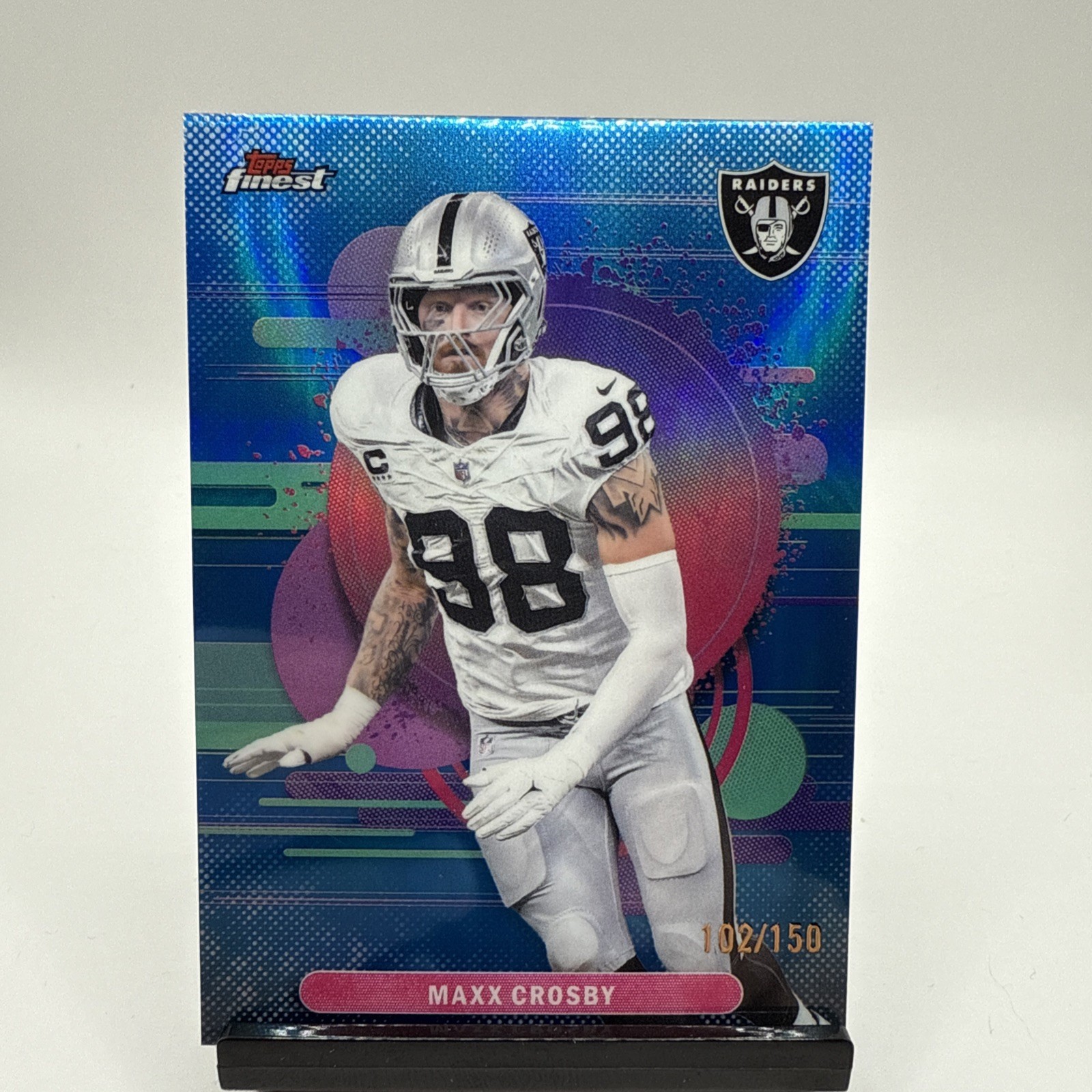 2025 Finest #188 UNCOMMON Maxx Crosby Blue Refractor #/150 Raiders