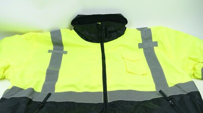 333-1766-LY-2X PIP Hi Vis Bomber Jacket 2XL Zipout Liner Detach Hood Waterproof