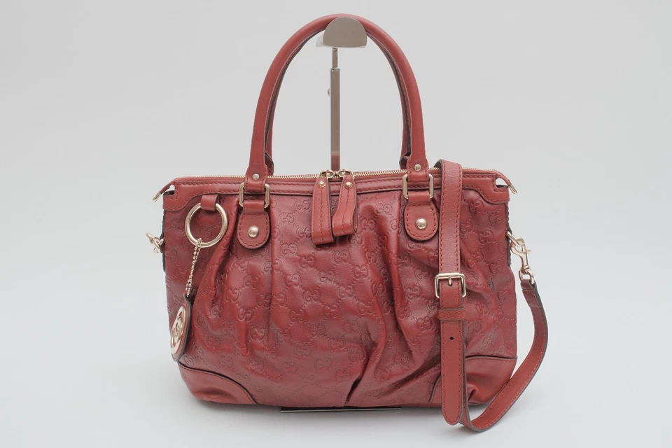 GUCCI Sukey Bolso de Mano de Hombro 2 Vías Guccissima Cuero Marrón Rojizo Auténtico Foto 4 de 4