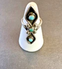 Three-Stone Turquoise & Sterling Silver Native American Vintage Ring Size 4