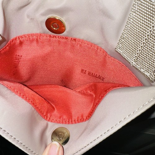 MZ Wallace Taupe Gray Nylon Crossbody Shoulder Bag Adjustable Strap - Picture 3 of 5