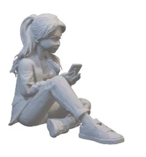 Resin printed Girl Sitting Texting