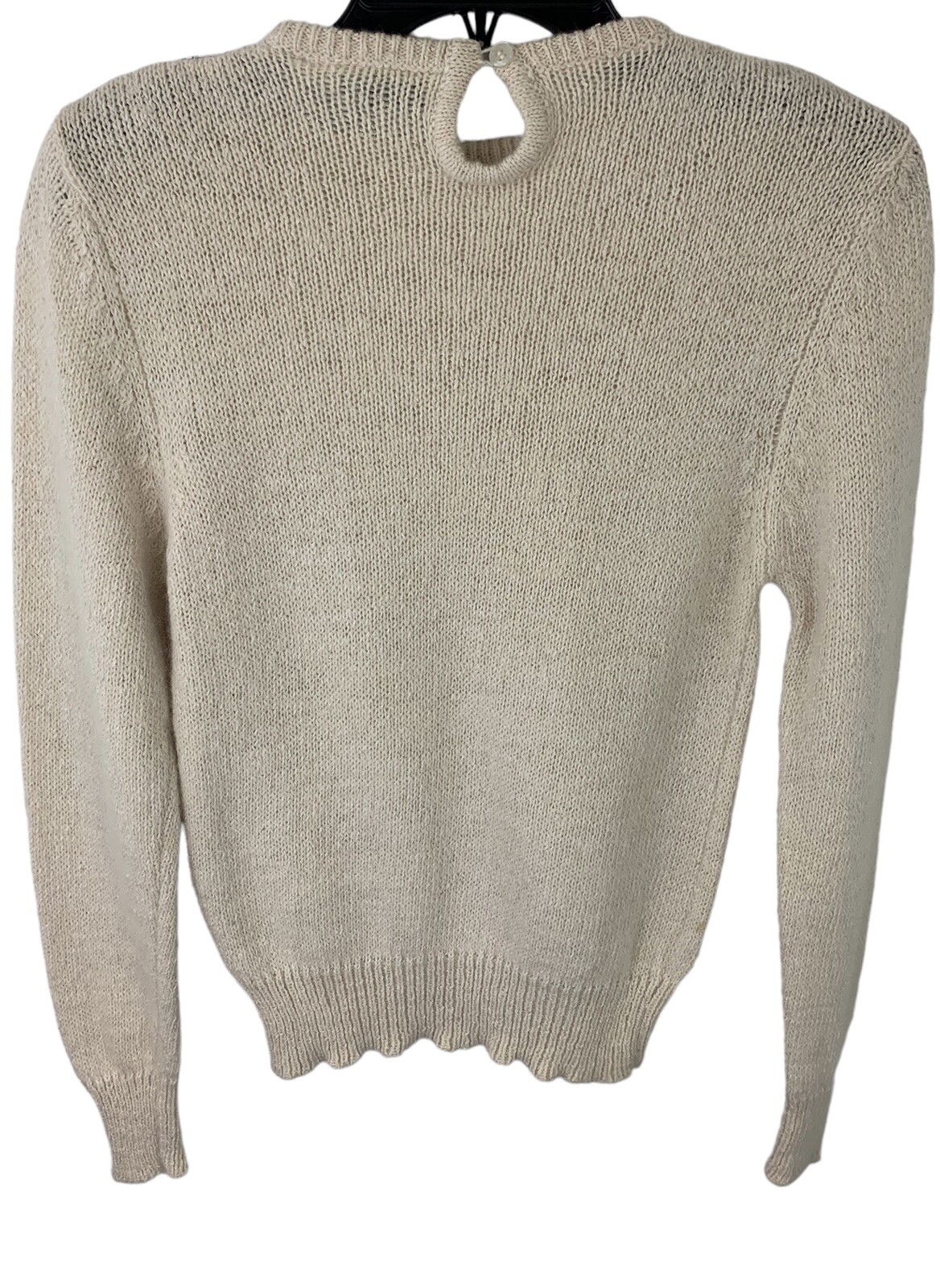 Fantastik Silk & Angora Knit Sweater Sz-S/M Cream Sequins Neckline RARE VTG 80’s