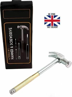 6 in 1 Hammer Screwdriver Tool Set 2 Phillip 2 Flat 1 Hammer With Nail Puller