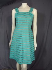 Adrianna Papell sleeveless Burnout Stripe Lace Dress Aqua Blue Size 16